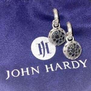 John Hardy Kali Drop Lava black sapphire hoop earrings